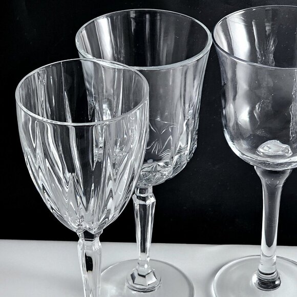 4pc Vintage Mismatched Crystal Wine Glasses approx 8" Assorted Clear Glassware - Picture 5 of 11
